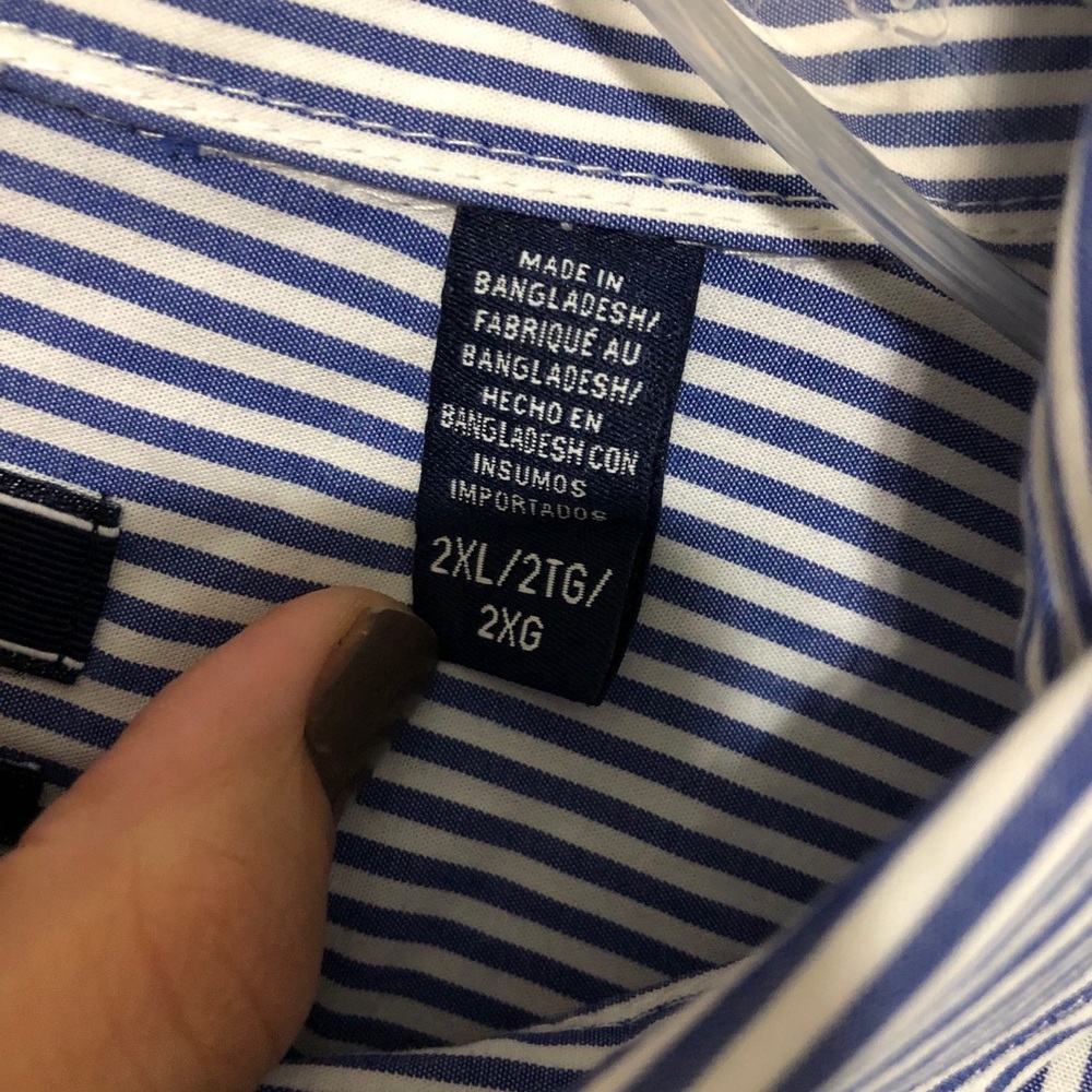 IZOD blue and white striped button down shirt - Picture 3 of 4